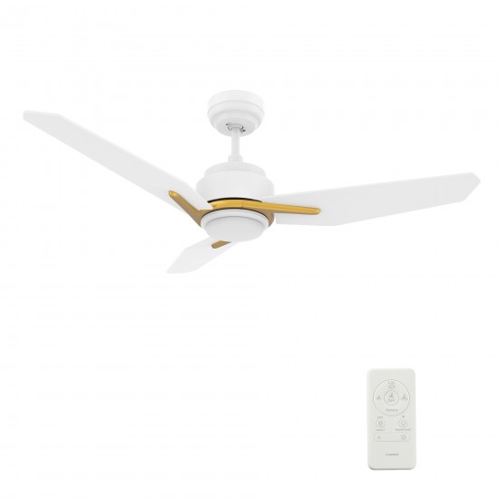 Tracer 48 Inch 3-Blade Smart Ceiling Fan - White (Gold Detail)