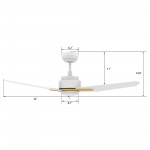 Tracer 48 Inch 3-Blade Smart Ceiling Fan - White (Gold Detail)