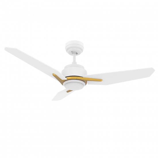 Tracer 48 Inch 3-Blade Smart Ceiling Fan - White (Gold Detail)