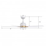 Espear 52 Inch 5-Blade Smart Ceiling Fan - White