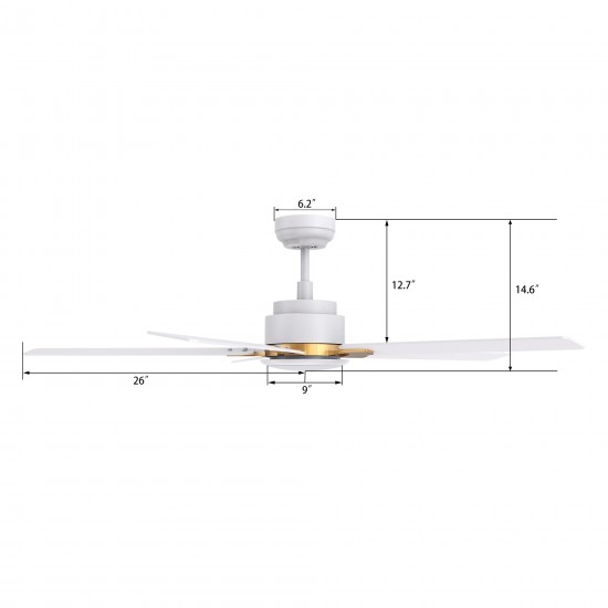 Espear 52 Inch 5-Blade Smart Ceiling Fan - White