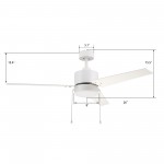 Kesteven 52 Inch 3-Blade Ceiling Fan - White/White
