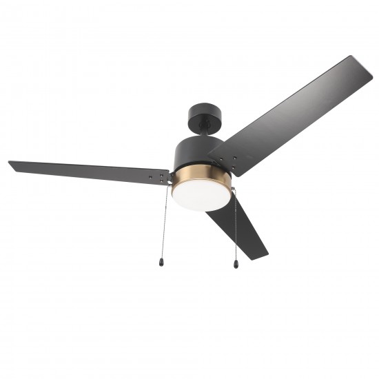 Kesteven 52 Inch 3-Blade Ceiling Fan - Black/Black