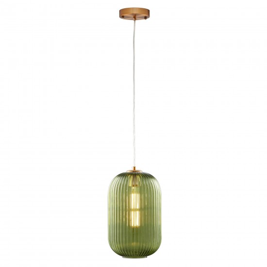 Carro Home Circulus Light Green Ribbed Glass Pendant Light