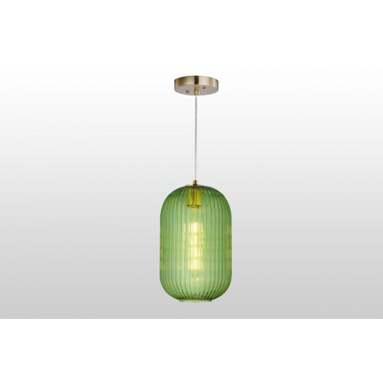 Carro Home Circulus Light Green Ribbed Glass Pendant Light