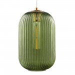 Carro Home Circulus Light Green Ribbed Glass Pendant Light