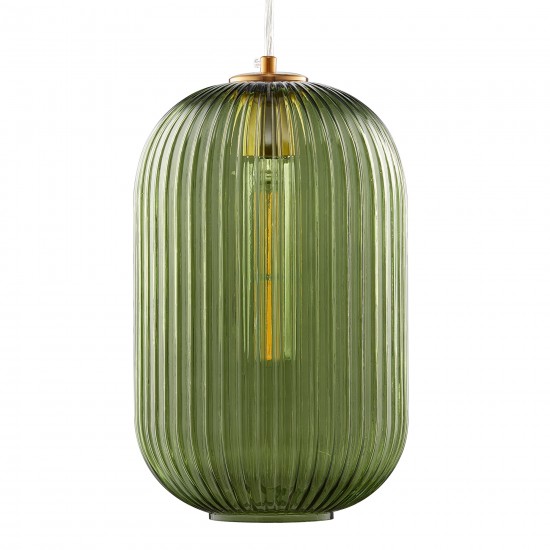 Carro Home Circulus Light Green Ribbed Glass Pendant Light