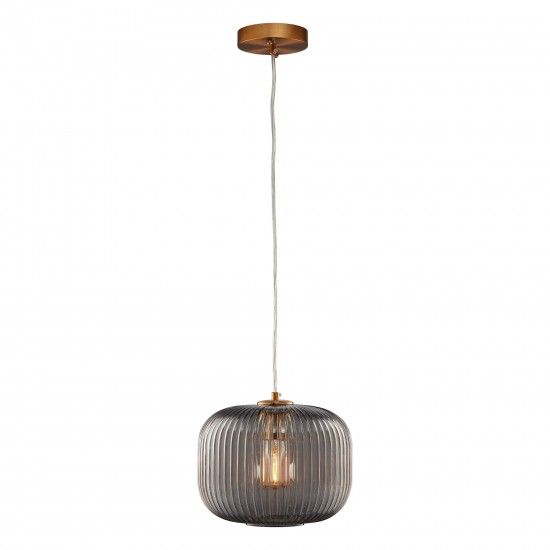 Carro Home Circulus Big Smoke Gray Ribbed Glass Pendant Light