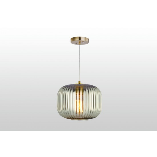 Carro Home Circulus Big Smoke Gray Ribbed Glass Pendant Light