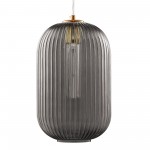 Carro Home Circulus Smoky Gray Ribbed Glass Pendant Light