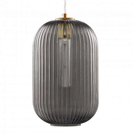 Carro Home Circulus Smoky Gray Ribbed Glass Pendant Light