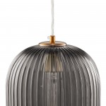 Carro Home Circulus Smoky Gray Ribbed Glass Pendant Light