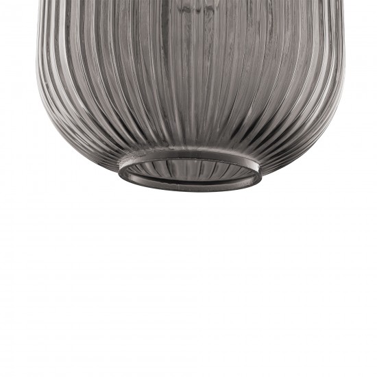 Carro Home Circulus Smoky Gray Ribbed Glass Pendant Light