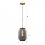 Carro Home Circulus Smoky Gray Ribbed Glass Pendant Light