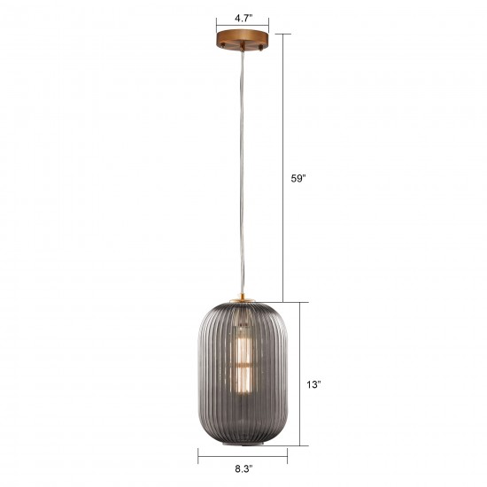 Carro Home Circulus Smoky Gray Ribbed Glass Pendant Light