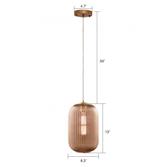 Carro Home Circulus Champagne Ribbed Glass Pendant Light