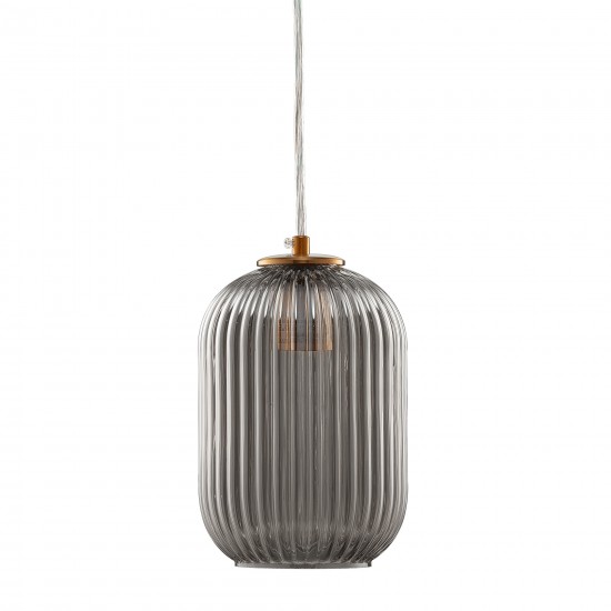 Carro Home Circulus Little Smoky Gray Ribbed Glass Mini Pendant Light