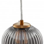 Carro Home Circulus Little Smoky Gray Ribbed Glass Mini Pendant Light