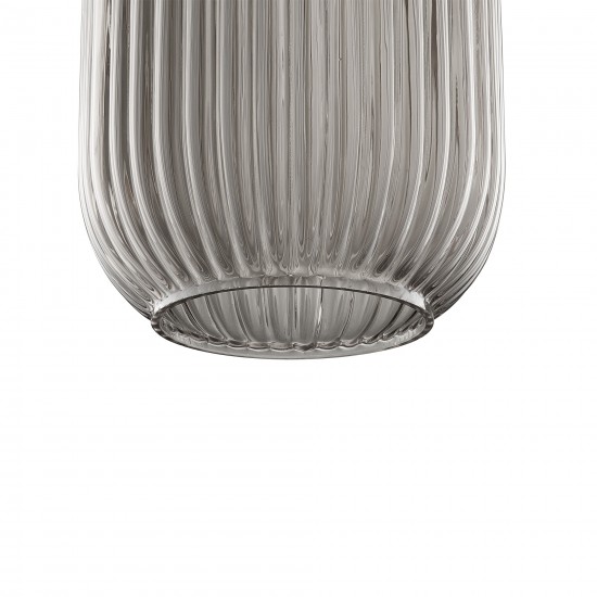 Carro Home Circulus Little Smoky Gray Ribbed Glass Mini Pendant Light