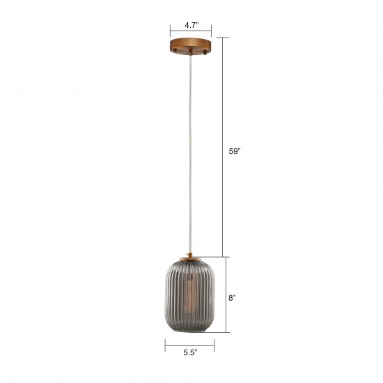 Carro Home Circulus Little Smoky Gray Ribbed Glass Mini Pendant Light