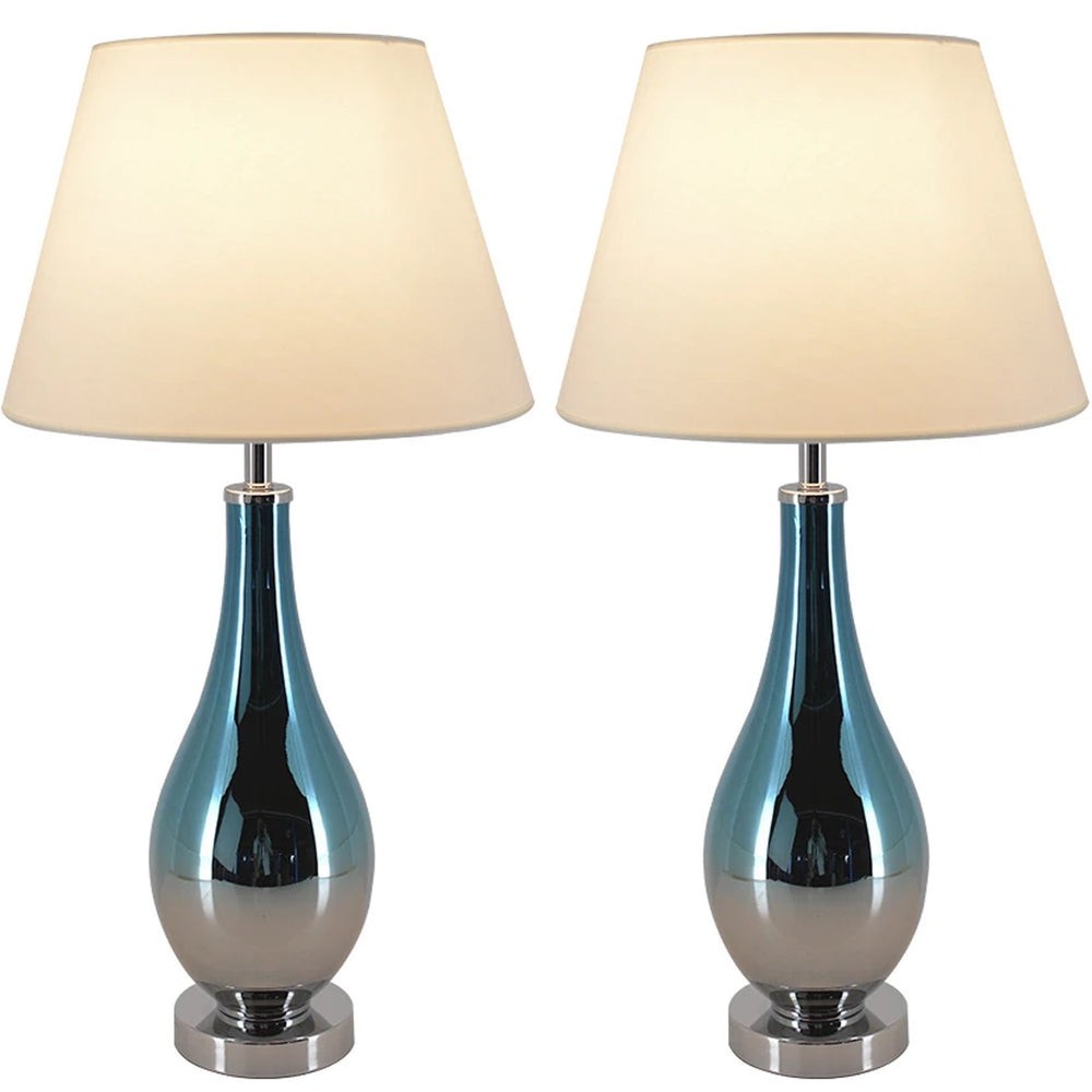 Lola 28" Table Lamp (Set Of 2) - Blue Chrome Ombre