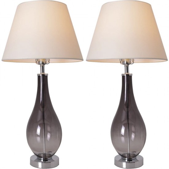 Lola 28" Table Lamp (Set Of 2) - Smoke Grey Ombre