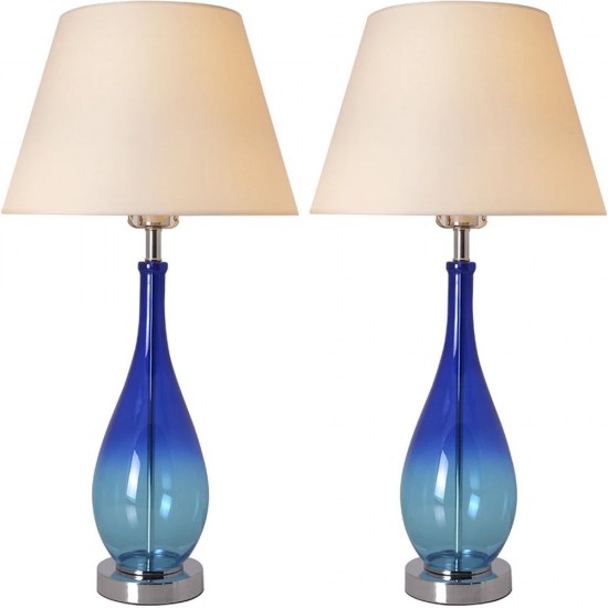 Lola 28" Table Lamp (Set Of 2) - Blue Ombre