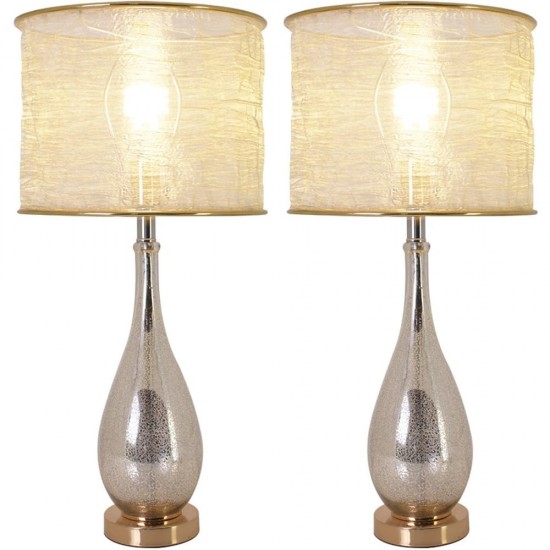 Lola Little 28" Table Lamp - Golden Yarn Lampshade (Set Of 2)