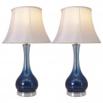 Melati 28" Table Lamp With Foldable Lampshad (Set Of 2) - Blue Ombre