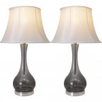 Melati 28" Table Lamp With Foldable Lampshad (Set Of 2) - Smoke Grey Ombre