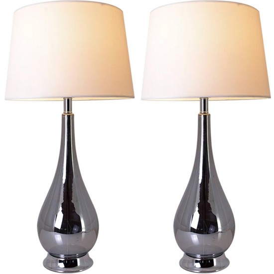 Lola Big 30" Table Lamp (Set Of 2) - Chrome Grey Ombre