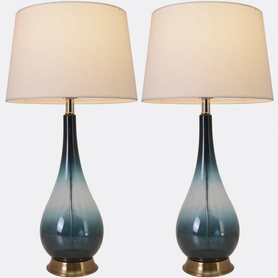 Lola Big 30" Table Lamp (Set Of 2) - Dark Green Ombre