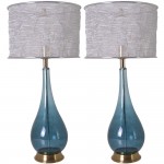 Lola Big Blue Ombre Glass Table Lamp 30" - Blue Ombre/Silver (Set Of 2)