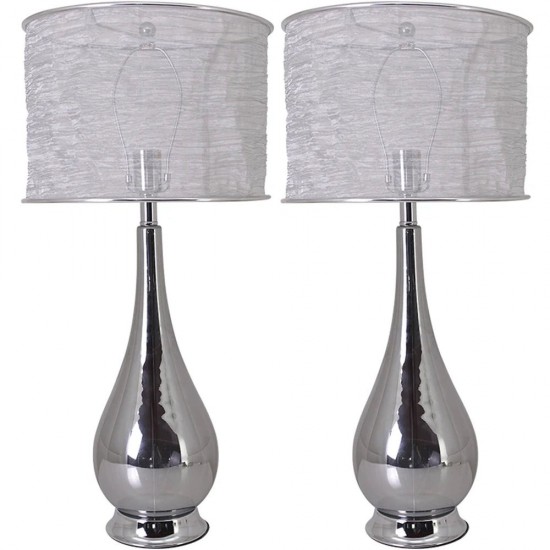 Lola Big Glass Table Lamp 30" - Grey Ombre/Silver (Set Of 2)