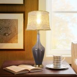 Clavel Glass Table Lamp 31" - Gray Ombre/Golden Yarn Shade (Set Of 2)