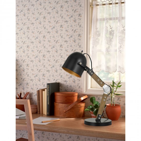 Matte black/wood Metal Binimi - Desk lamp