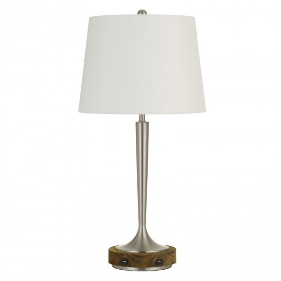 Brushed steel and wood Metal and wood Chester - Table lamp