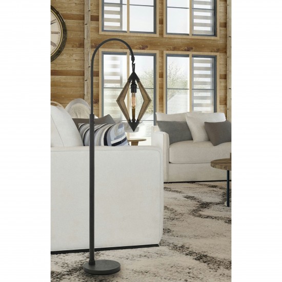 Black/wood Metal/pine wood Valence - Floor lamp