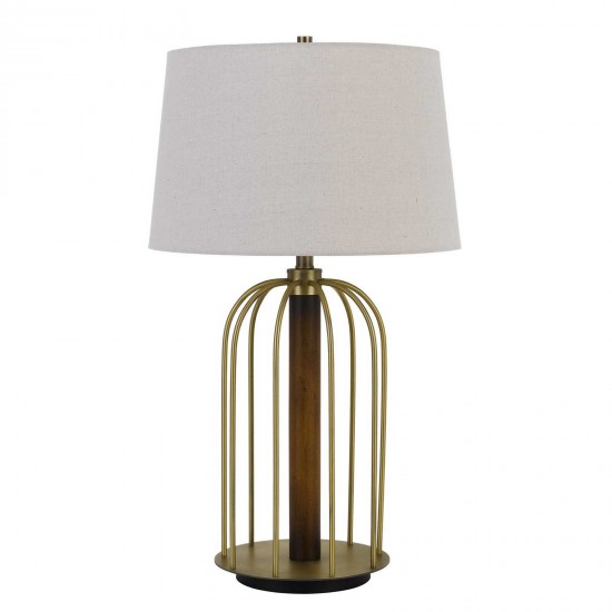 Antique brass/wood Metal/rubber wood Sevran - Table lamp