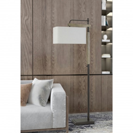 Brozne/wood Metal/pine wood Alloa - Floor lamp