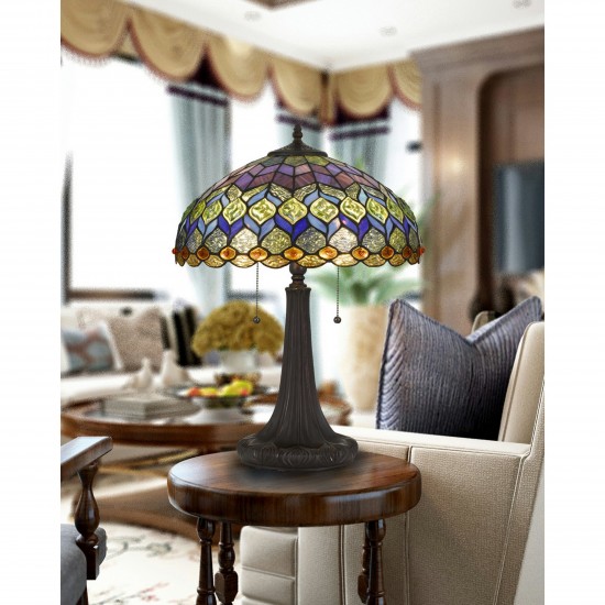 Dark bronze Polyresirt glass Tiffany - Table lamp, BO-2901TB