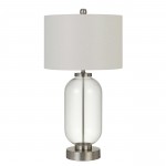 Brushed steel/clear glass Metal/glass Sycamore - Table lamp