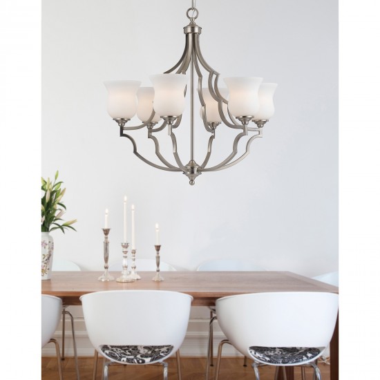 Frosted white Metal Barrie - Chandelier, FX-3531/6