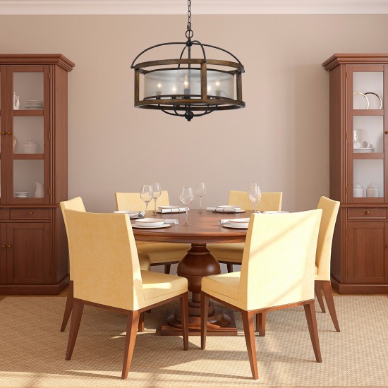 Wood Rubber wood/metal Round - Chandelier