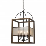 Wood Rubber wood/metal Rectangular - Chandelier