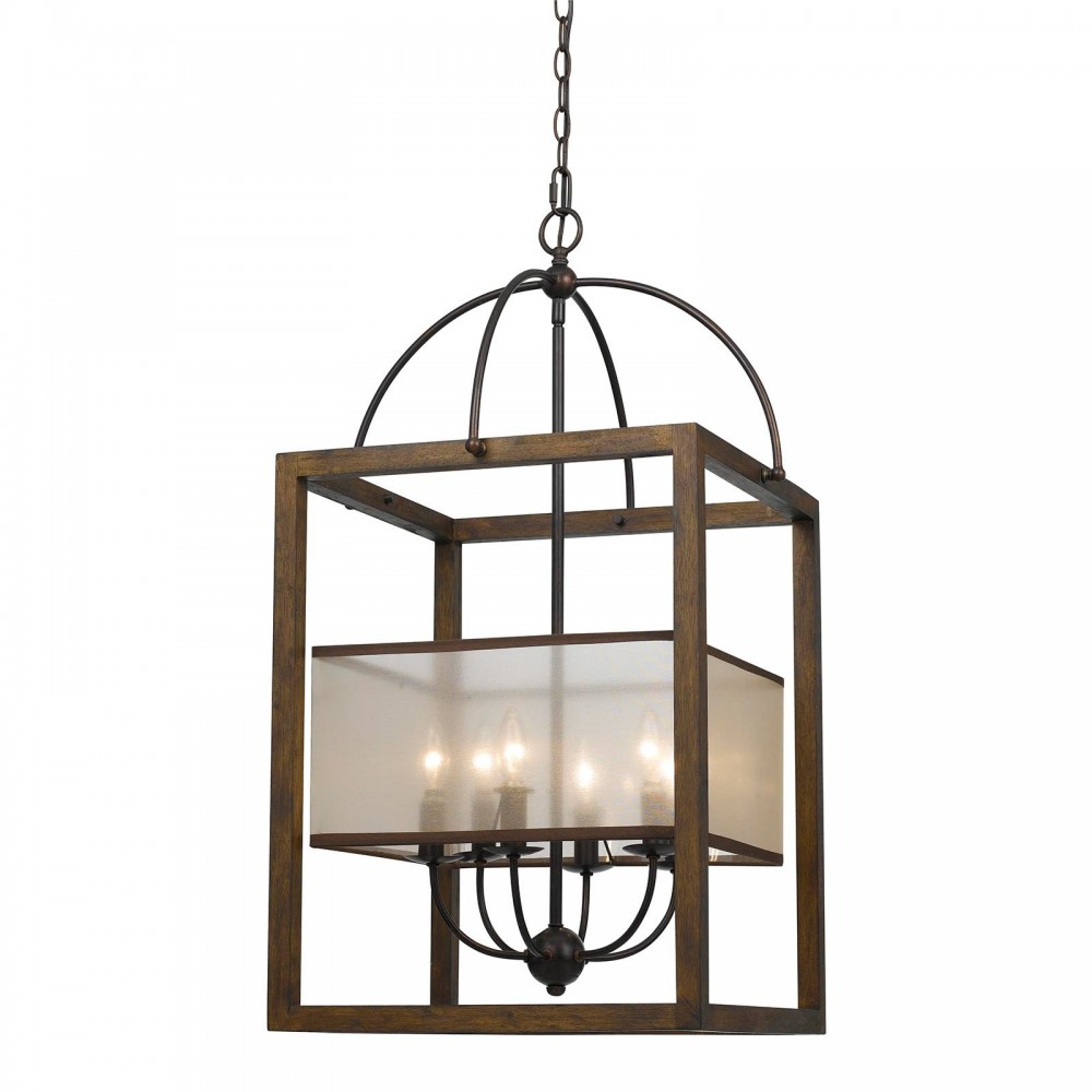 Wood Rubber wood/metal Rectangular - Chandelier