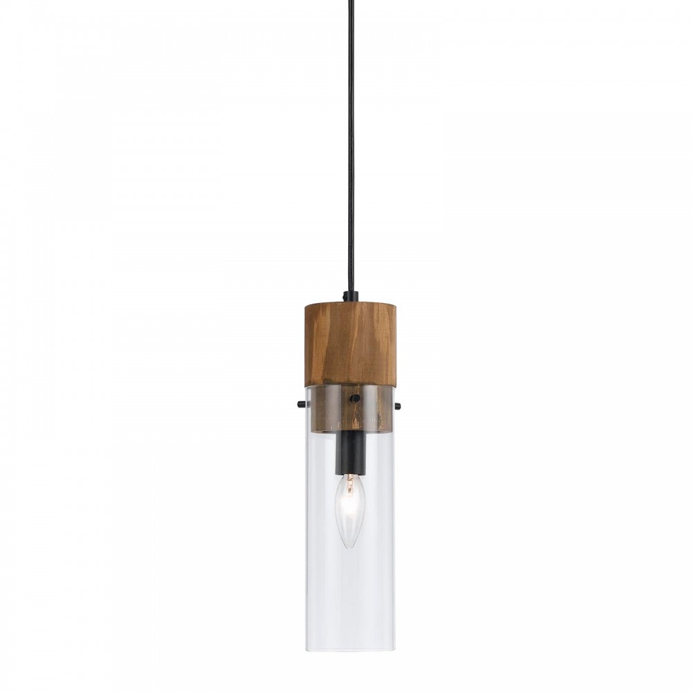 Black/wood Wood+metal Spehroid - Pendant