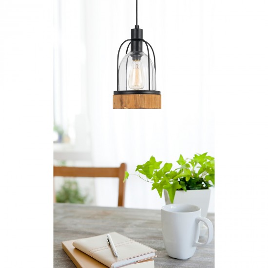 Black/wood Wood+metal Beacon - Pendant, FX-3584-1P