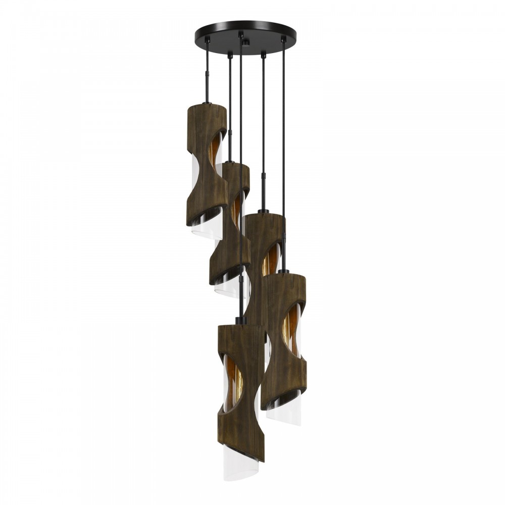 Smoky wood Metal/wood Zamora - Pendant, FX-3669-5