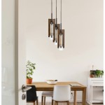 Pine/iron Glass/wood Almeria - Pendant, FX-3690-3